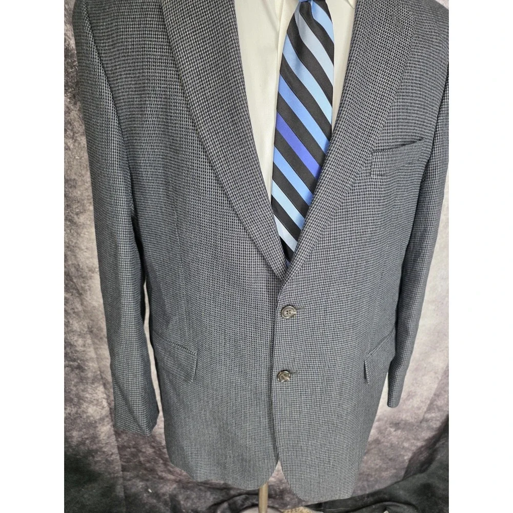 Michael Kors Blazer‎ Jacket Mens 44R Gray Houndstooth Sport Coat Polyester Blend